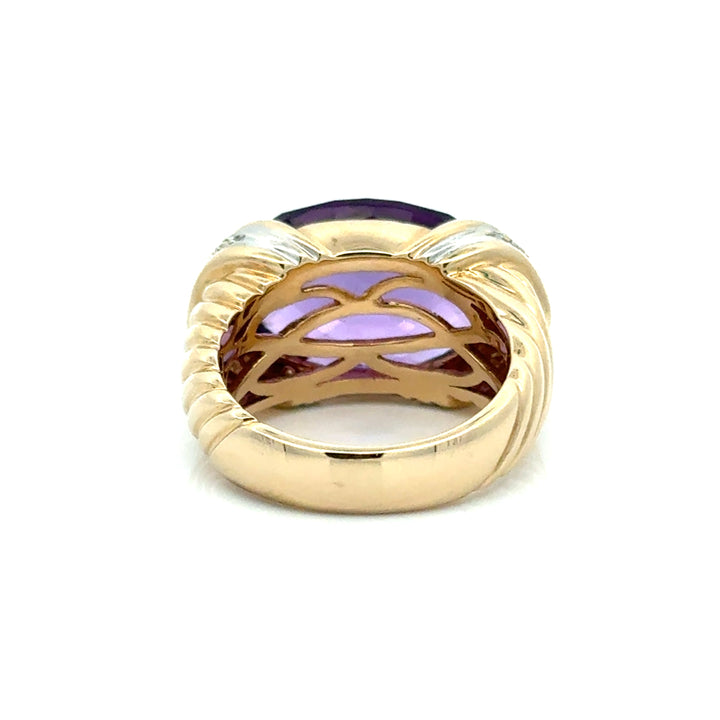 Estate Diamond & Amethsyt 14K Yellow & White Gold Ring