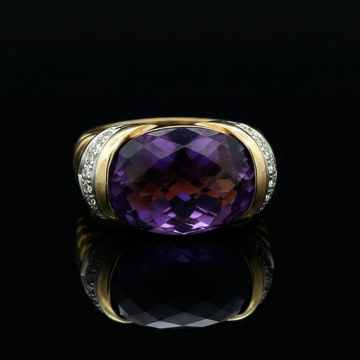 Estate Diamond & Amethsyt 14K Yellow & White Gold Ring