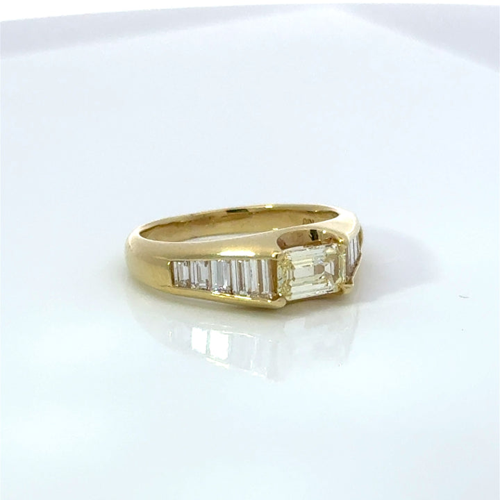 Designer Natural Fancy Yellow & White Diamond 18K Yellow Gold RingR
