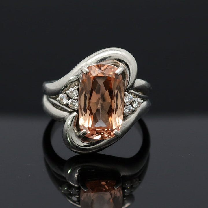 Estate Imperial Topaz & Diamond Platinum Ring