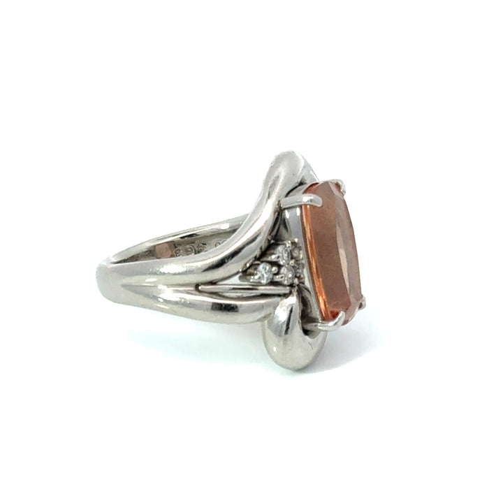 Estate Imperial Topaz & Diamond Platinum Ring