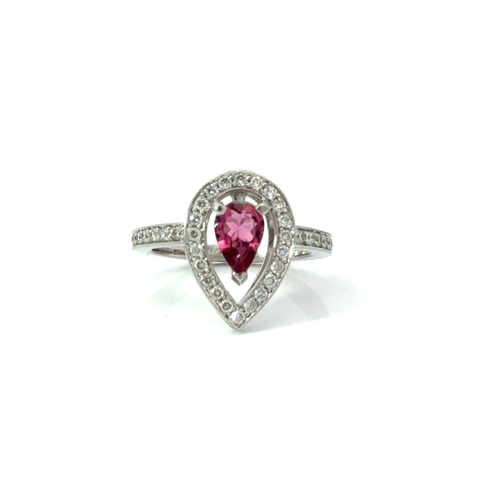 Contemporary Designer Fred Of Paris Diamond & Pink Tourmaline Platinum Ring