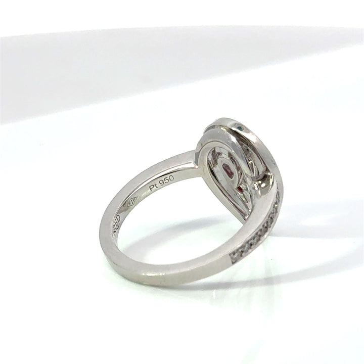 Contemporary Designer Fred Of Paris Diamond & Pink Tourmaline Platinum Ring