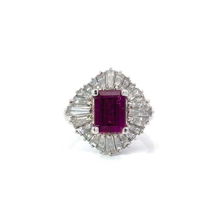 Estate Diamond & Tourmaline Platinum Ring
