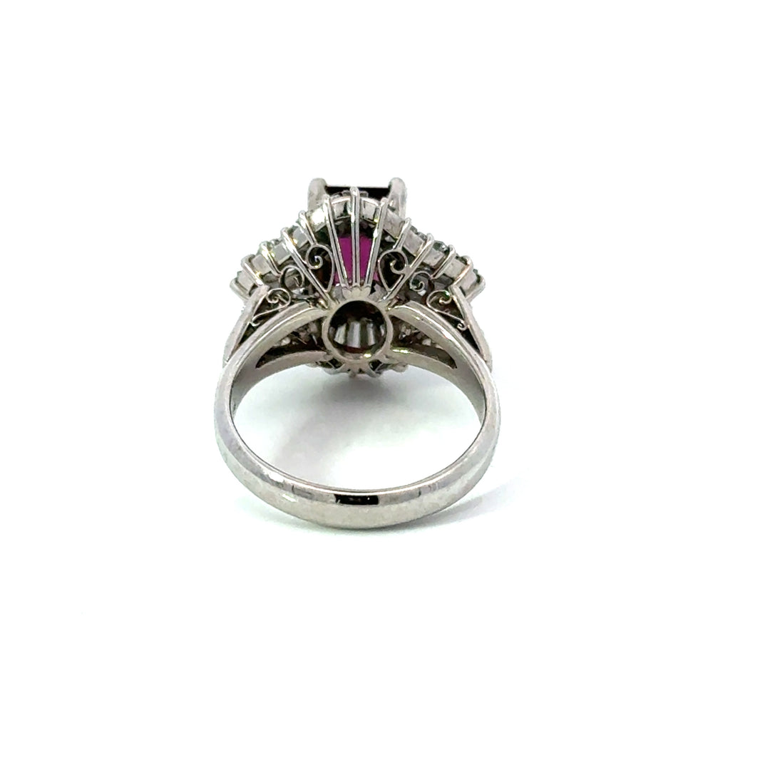Estate Diamond & Tourmaline Platinum Ring