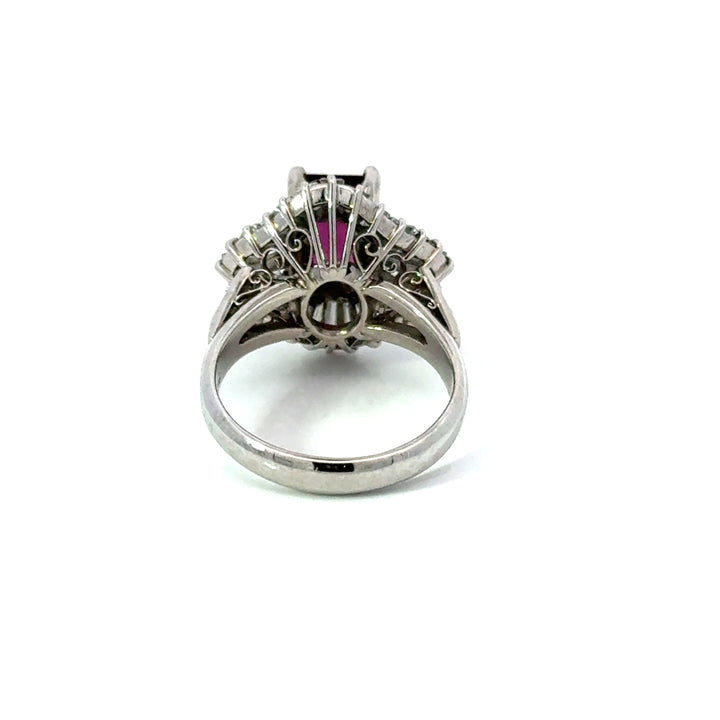 Estate Diamond & Tourmaline Platinum Ring