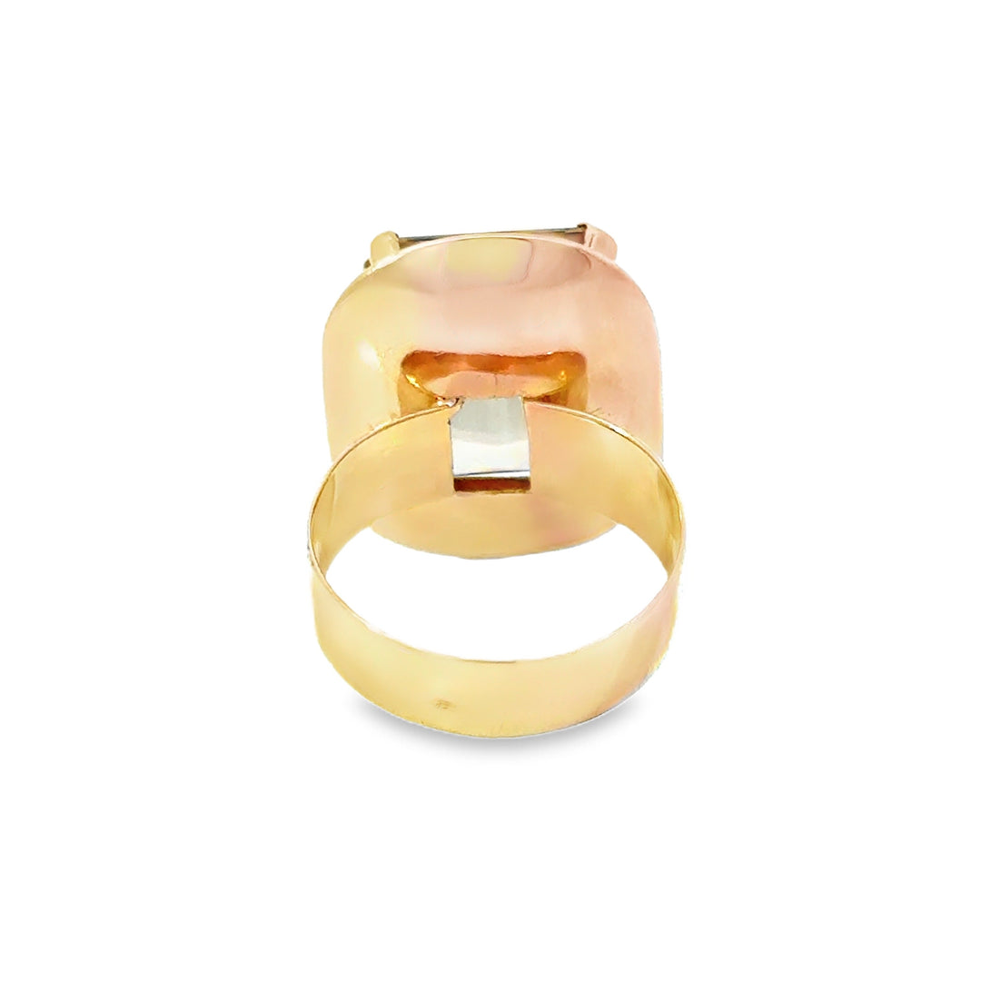 Estate Retro Quartz 18K Yellow Gold Ring