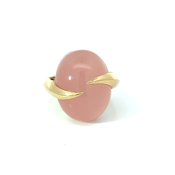 Estate Italian Rose Quartz 14k Yellow Gold Ring
