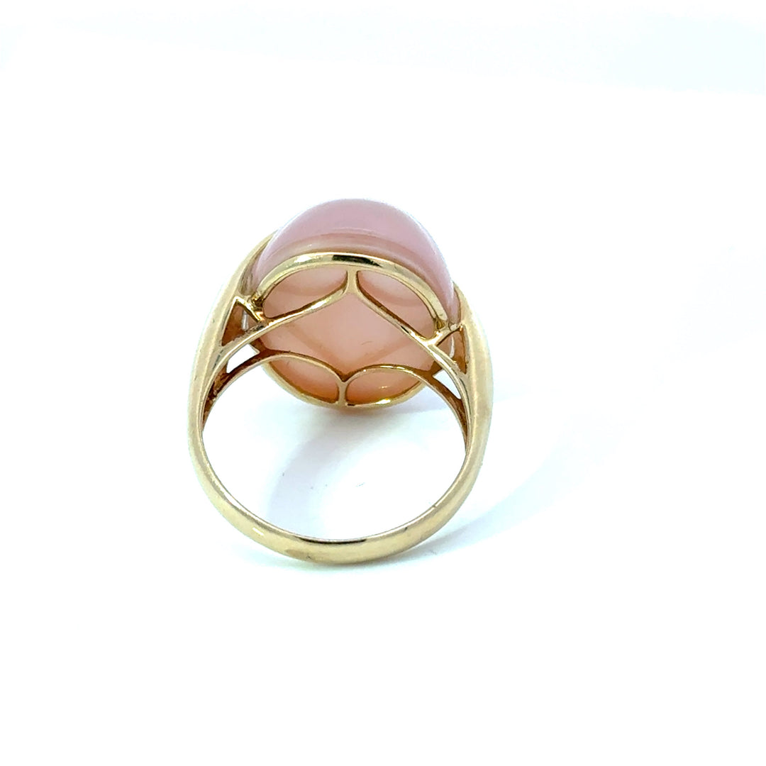 Estate Italian Rose Quartz 14k Yellow Gold Ring