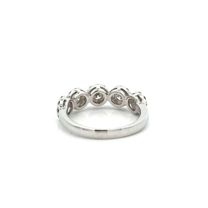 14K White Gold Natural Diamond Five Halo Band Ring