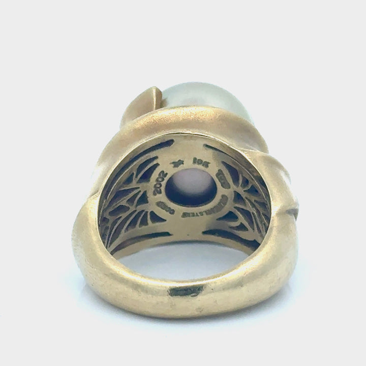 Estate B. Kieselstein Cord South Sea Pearl 18K Yellow Gold Ring