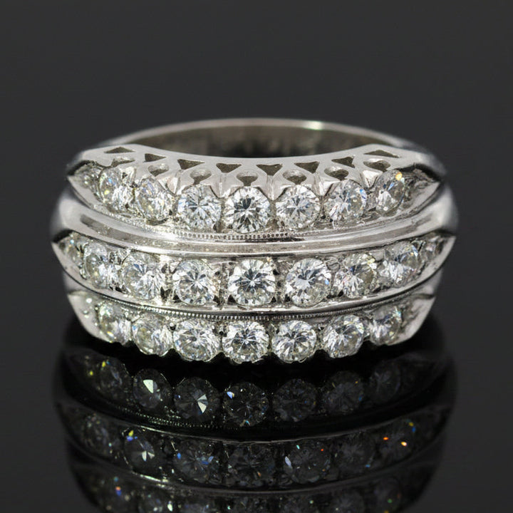 Estate Wide Diamond & 14K White Gold Ring