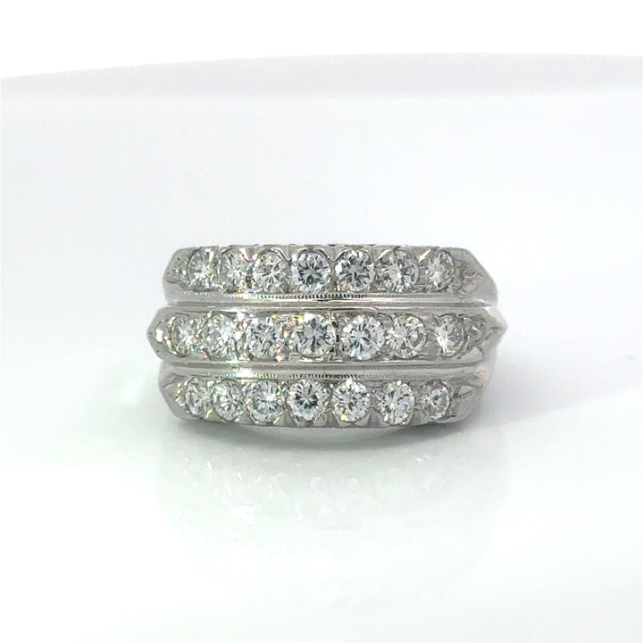 Estate Wide Diamond & 14K White Gold Ring