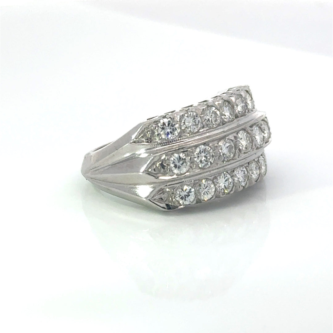 Estate Wide Diamond & 14K White Gold Ring