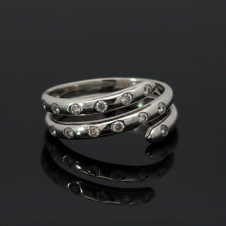 Estate Diamond & 14K White Gold Bypass Ring
