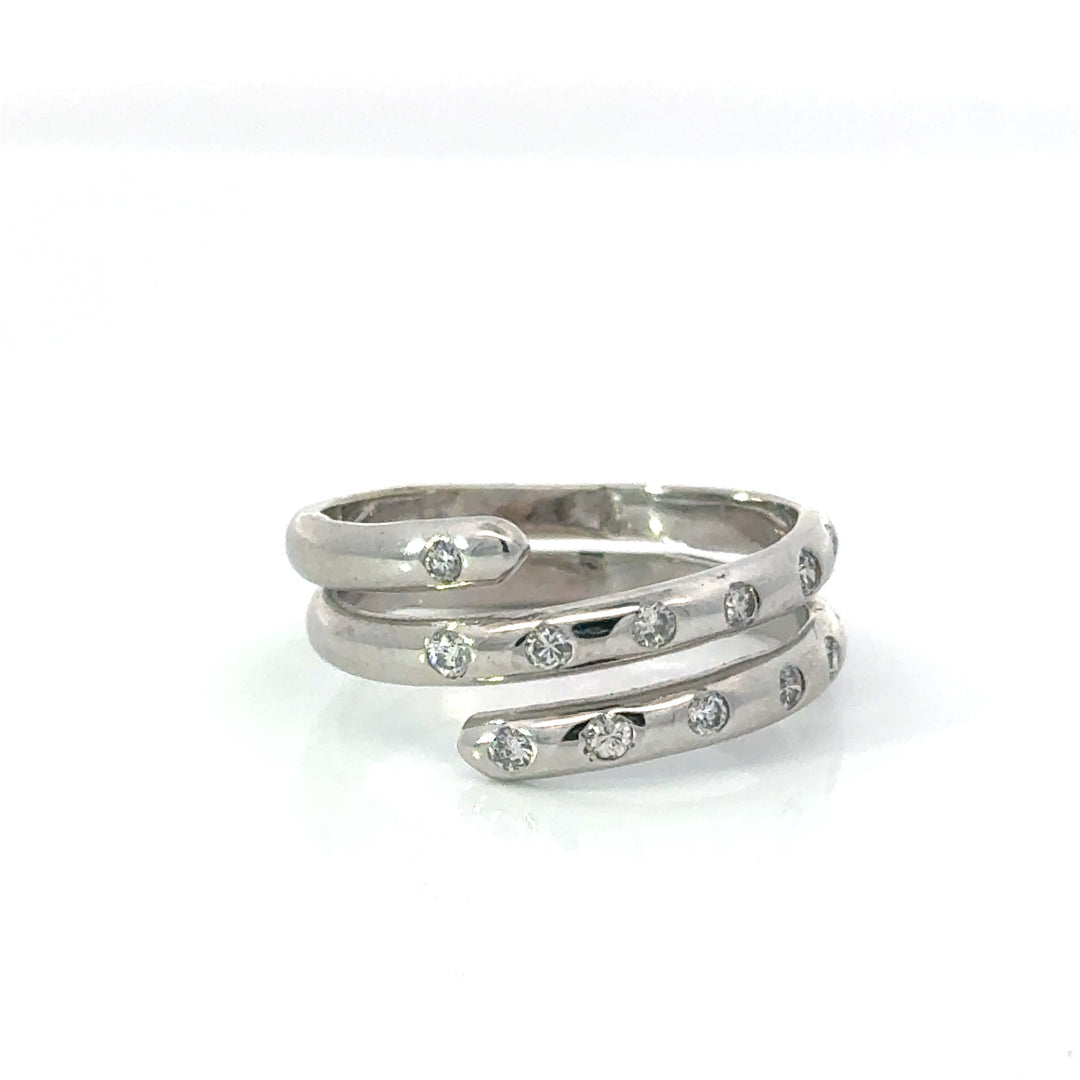 Estate Diamond & 14K White Gold Bypass Ring