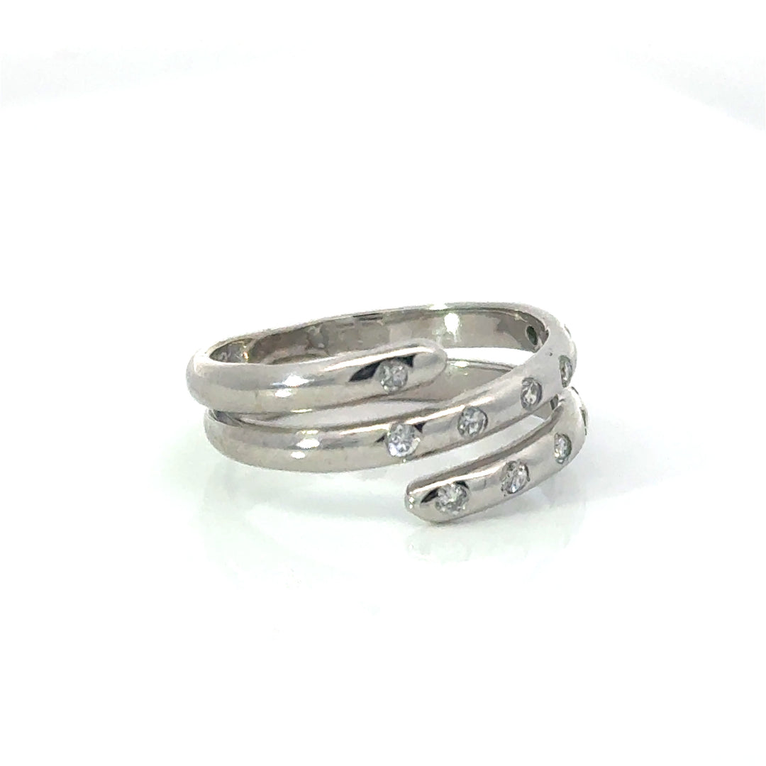 Estate Diamond & 14K White Gold Bypass Ring
