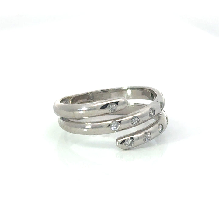 Estate Diamond & 14K White Gold Bypass Ring