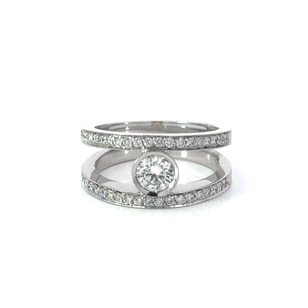 Contemporary Diamond & 18K White Gold Ring