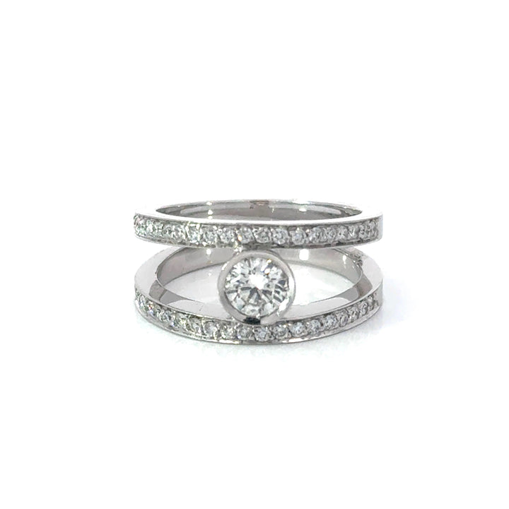 Contemporary Diamond & 18K White Gold Ring