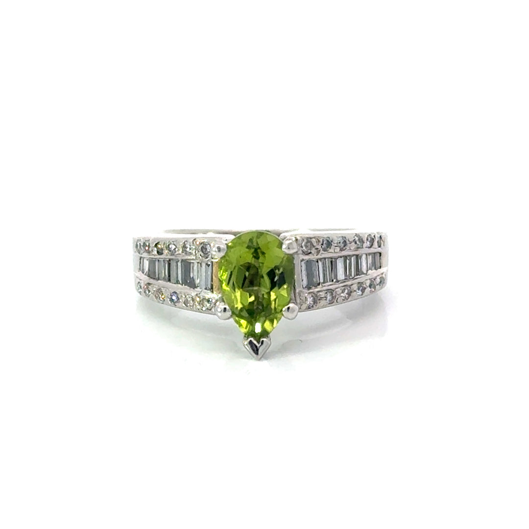 Estate Diamond & Peridot Platinum Ring