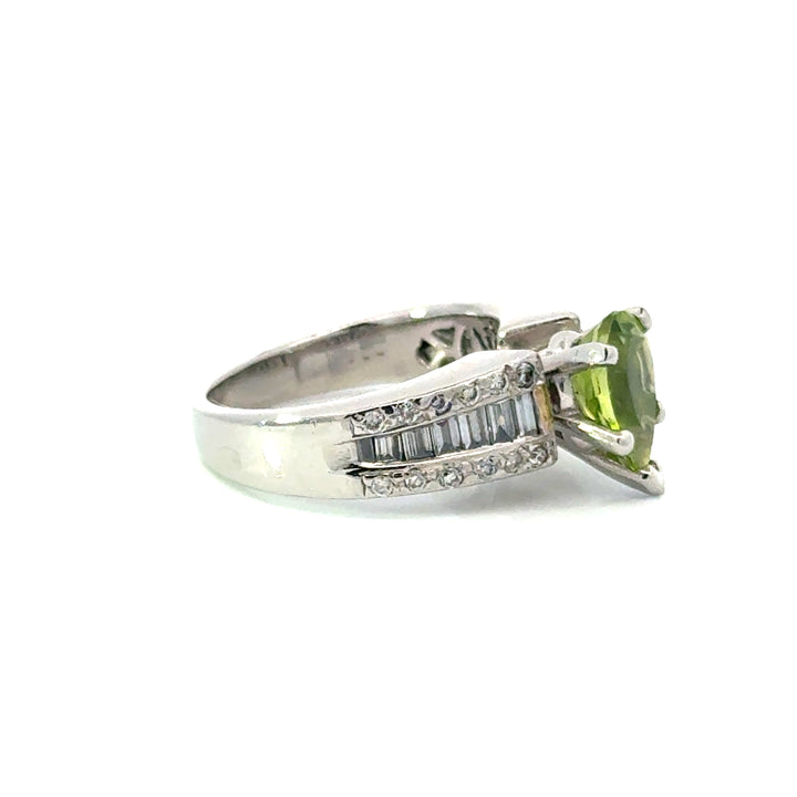 Estate Diamond & Peridot Platinum Ring