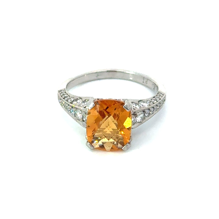 Estate Diamond & Citrine Platinum Ring
