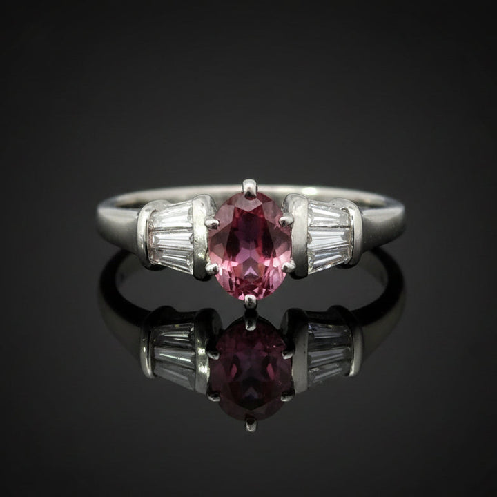 Estate Diamond & Platinum Tourmaline Ring