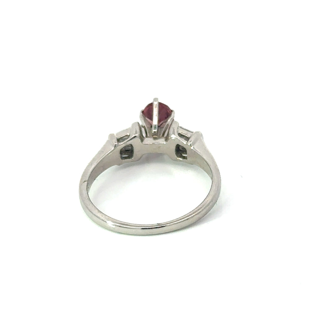 Estate Diamond & Platinum Tourmaline Ring