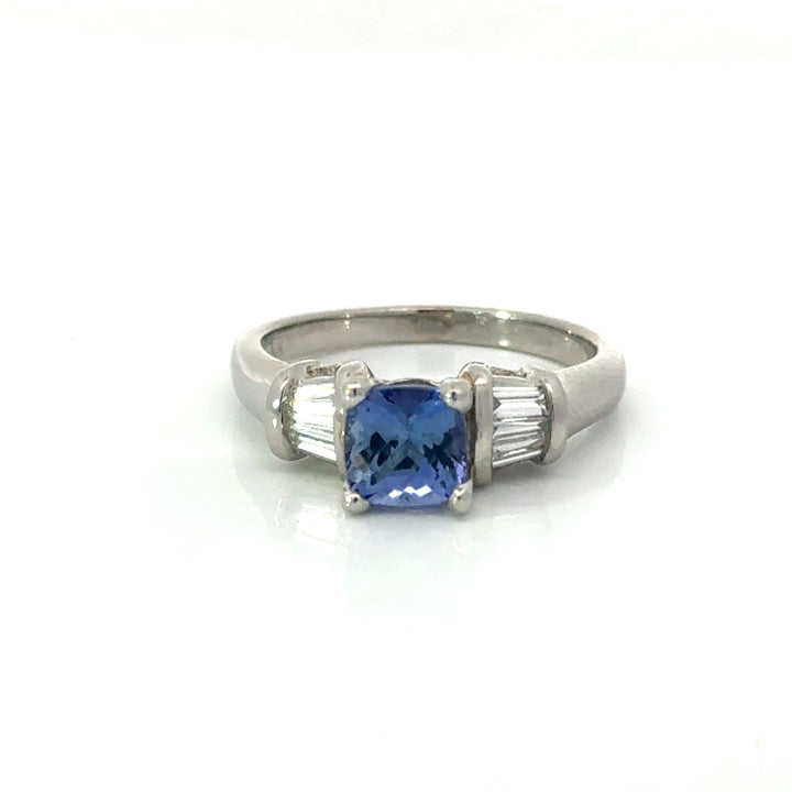 Estate Diamond & Tanzanite Platinum Ring