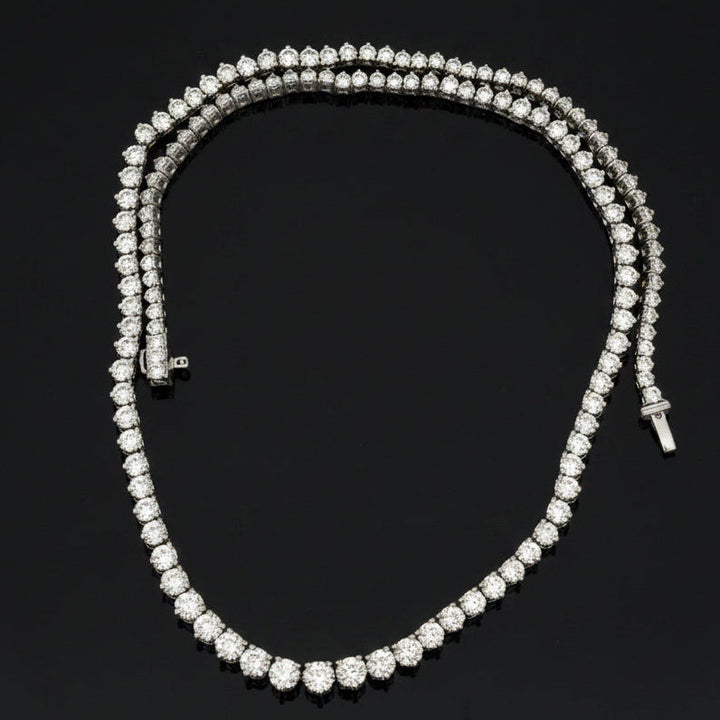 Contemporary 14.14 cttw Diamond Riviera 14K White Gold Graduated Necklace