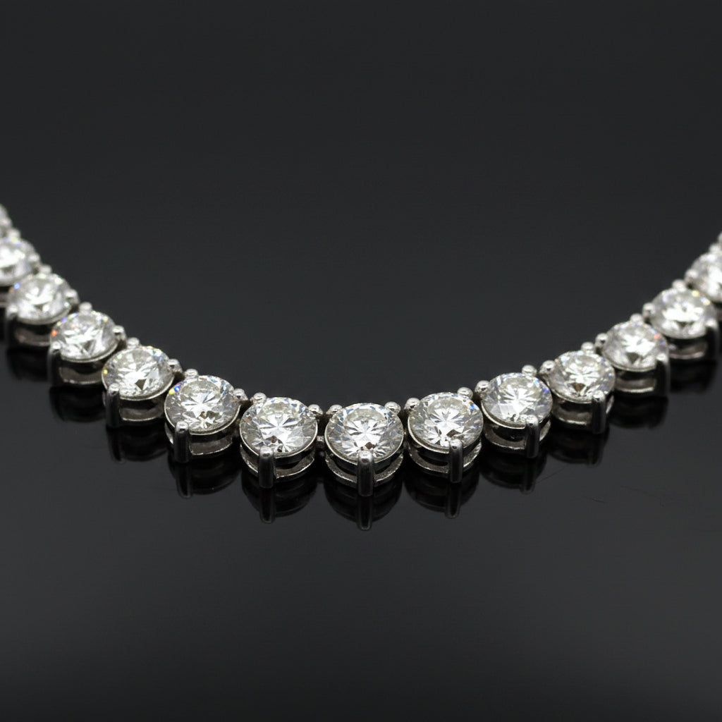 Contemporary 14.14 cttw Diamond Riviera 14K White Gold Graduated Necklace