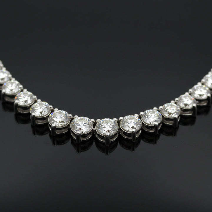 Contemporary 14.14 cttw Diamond Riviera 14K White Gold Graduated Necklace