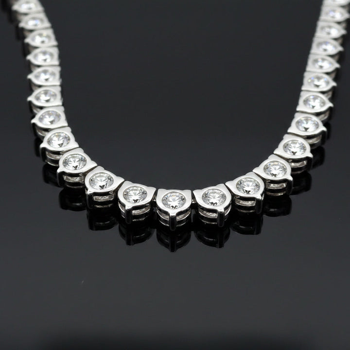 Contemporary 14.14 cttw Diamond Riviera 14K White Gold Graduated Necklace