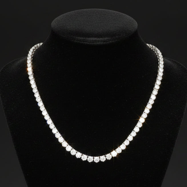Contemporary 20.00 cttw Diamond Riviera 14K White Gold Graduated Necklace