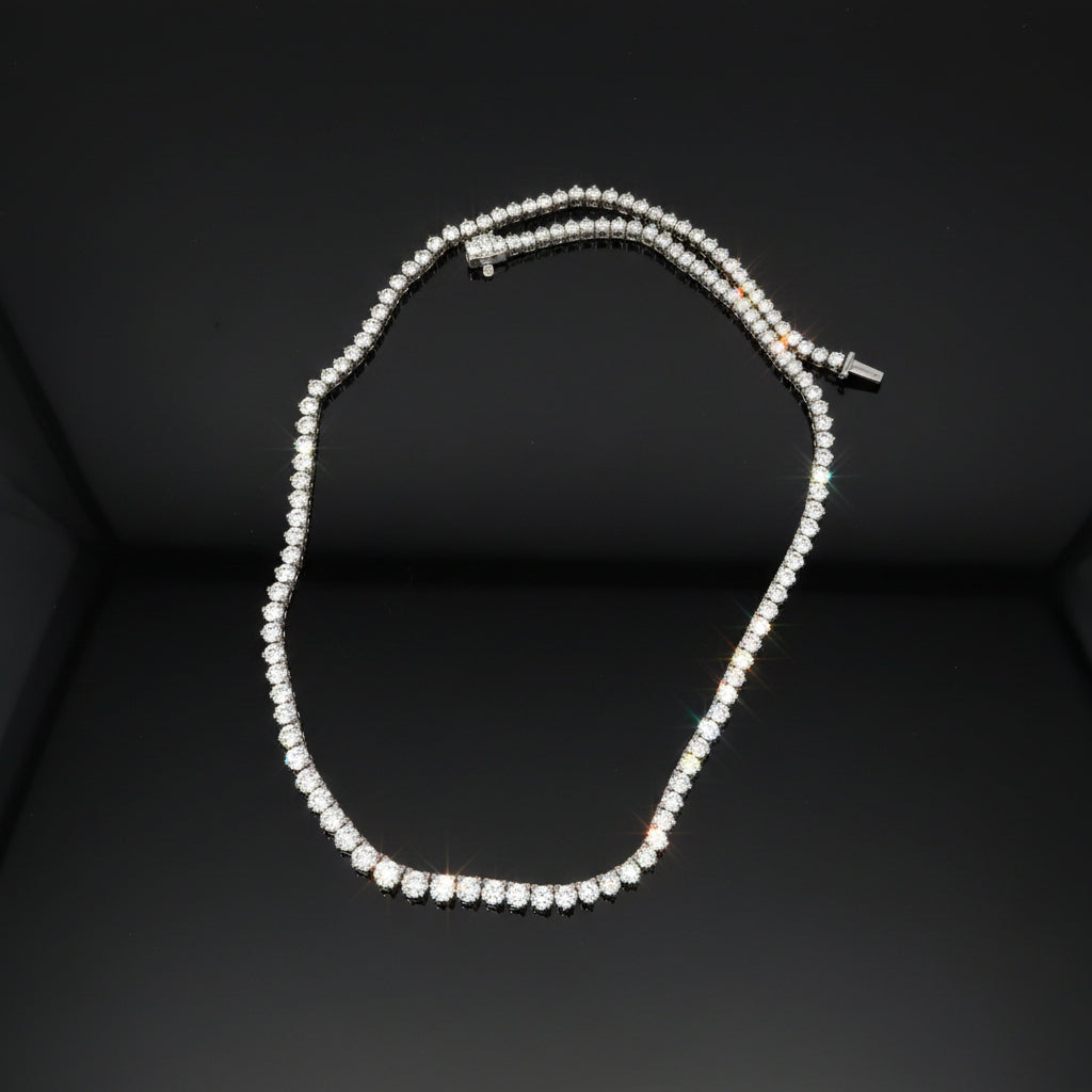 Contemporary 14.14 cttw Diamond Riviera 14K White Gold Graduated Necklace