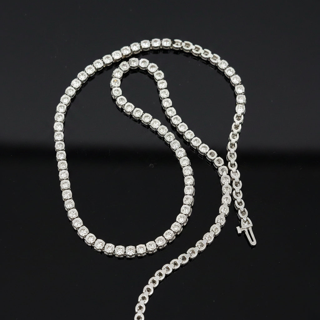 Contemporary 19.10 cttw Diamond Riviera 14K White Gold Straight Necklace