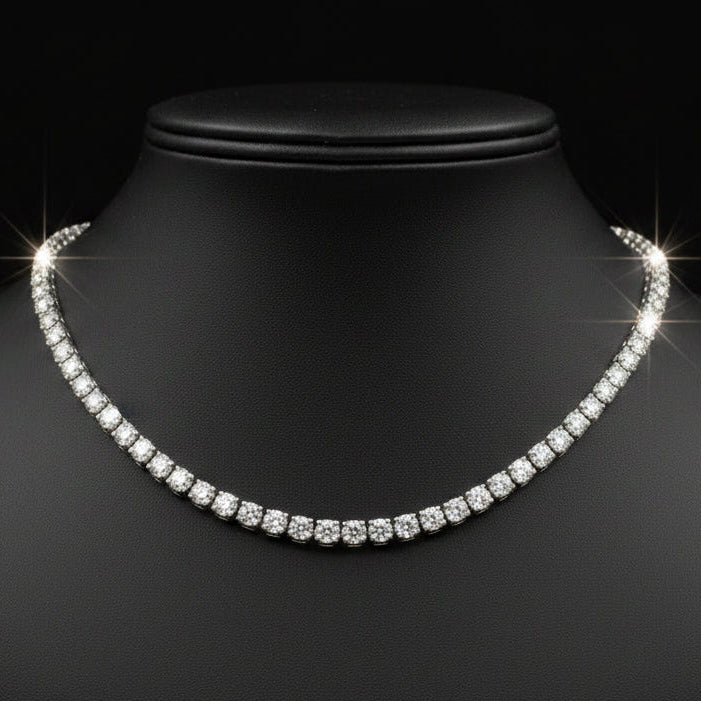 Contemporary 19.10 cttw Diamond Riviera 14K White Gold Straight Necklace
