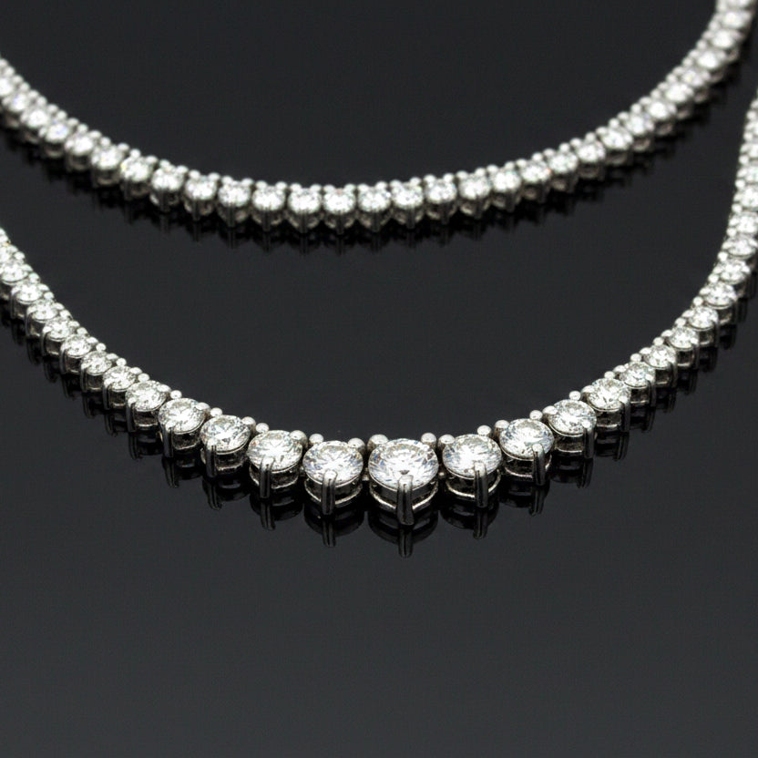 Designer ECH Contemporary 5.14 cttw Diamond 14K White Gold Graduated Necklace