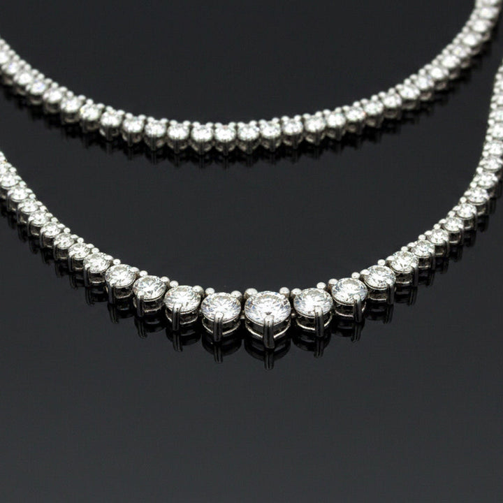 Designer ECH Contemporary 5.14 cttw Diamond 14K White Gold Graduated Necklace