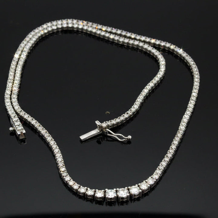 Designer ECH Contemporary 5.14 cttw Diamond 14K White Gold Graduated Necklace