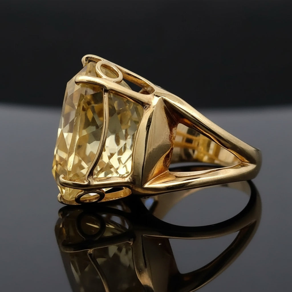 Estate Custom Made 44ct Citrine & 14Kt Yellow Gold Ring