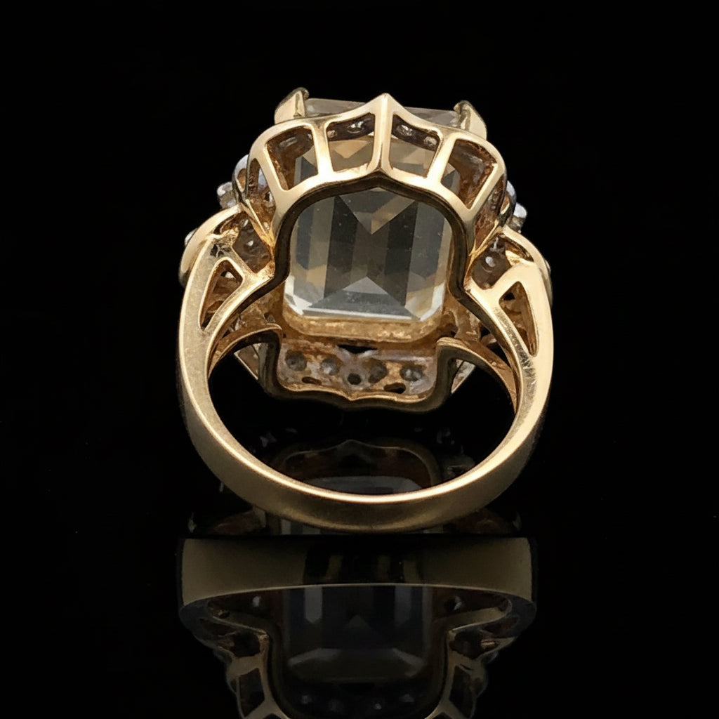 Estate 9.95ct Fine Citrine & Diamond 18K Yellow Gold Ring