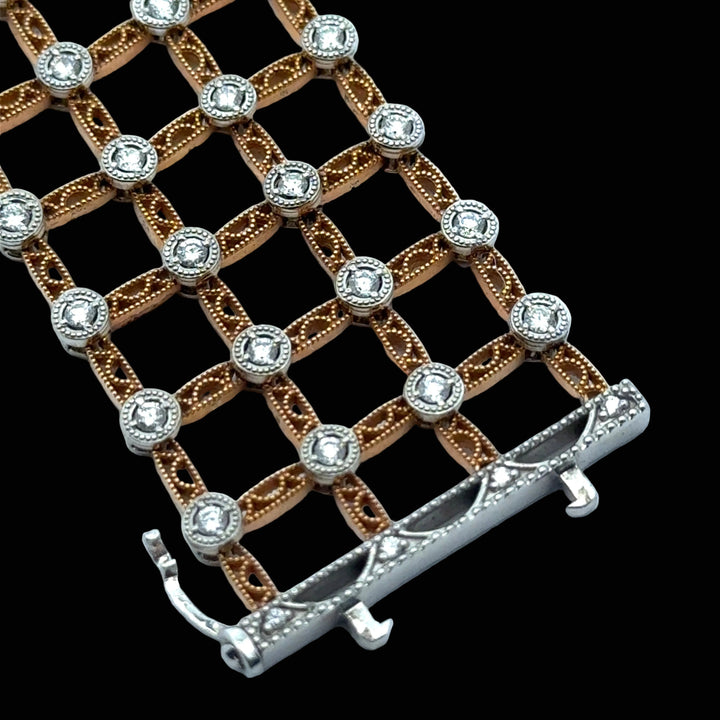 Estate Tacori Diamond & 18Kt Rose & White Gold Lattice Bracelet