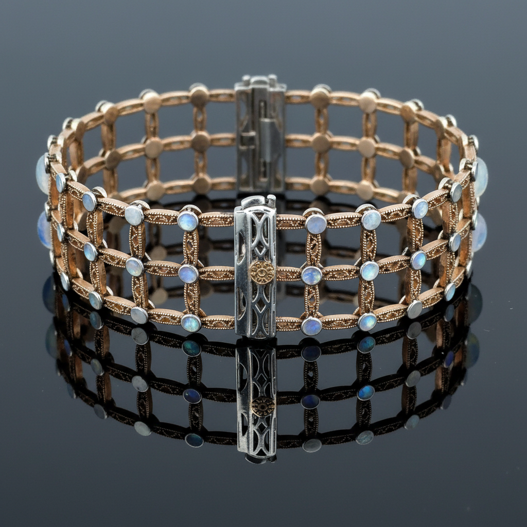 Estate Tacori Diamond & 18Kt Rose & White Gold Lattice Bracelet