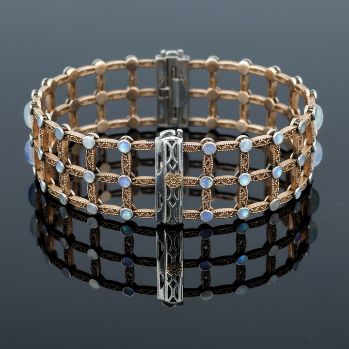 Estate Tacori Diamond & 18Kt Rose & White Gold Lattice Bracelet