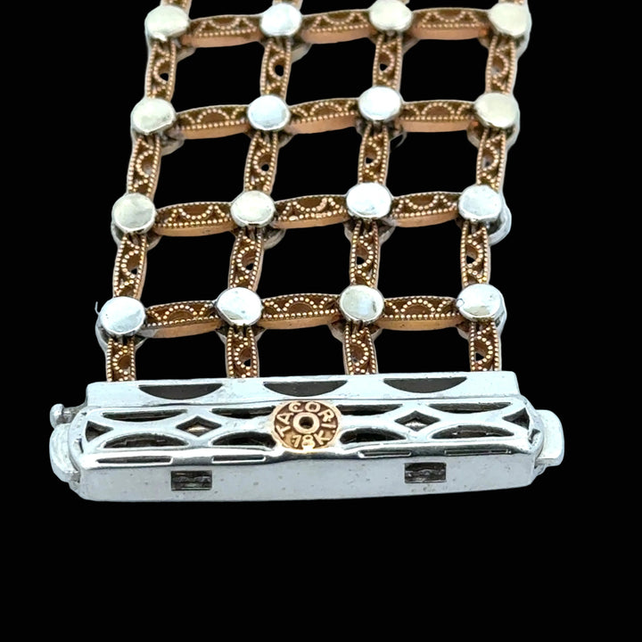 Estate Tacori Diamond & 18Kt Rose & White Gold Lattice Bracelet