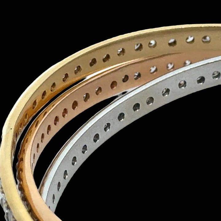 Estate 22.10cttw Diamond 18K Tri Color Gold Slip On Bangle