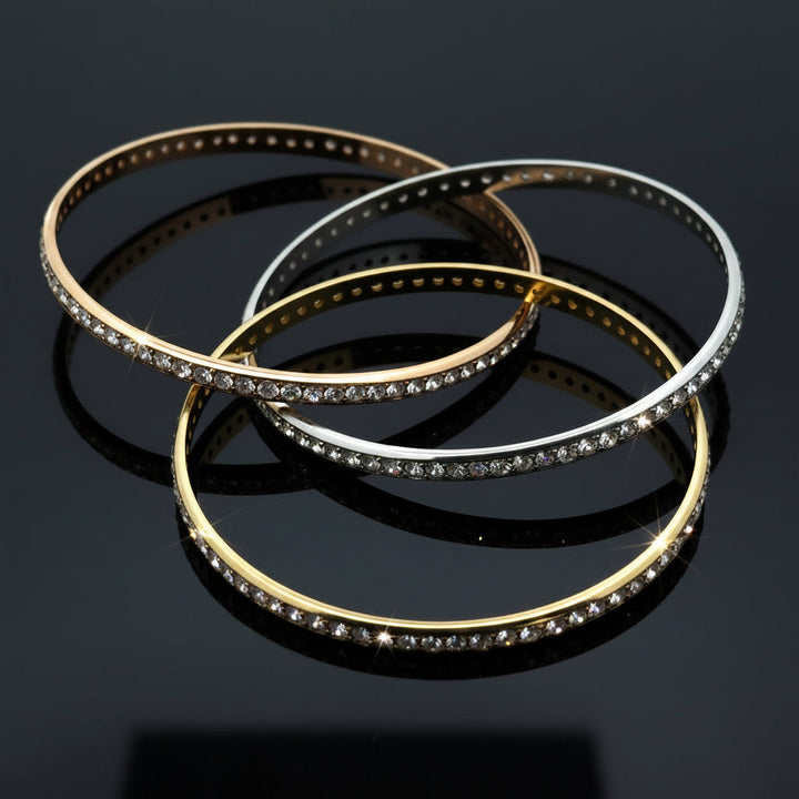 Estate 22.10cttw Diamond 18K Tri Color Gold Slip On Bangle