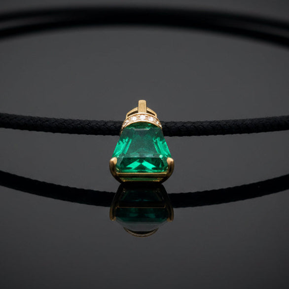 Estate Fine Zambian 4.17ct Emerald (GIA  F1) & Diamond Custom Made Necklace